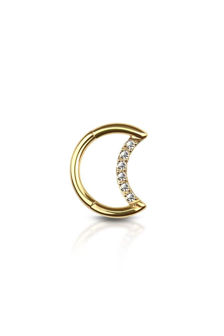 Crescent Moon CZ Hinged Ring