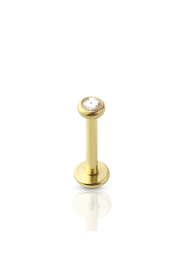 Bezel Set CZ Surgical Steel Labret