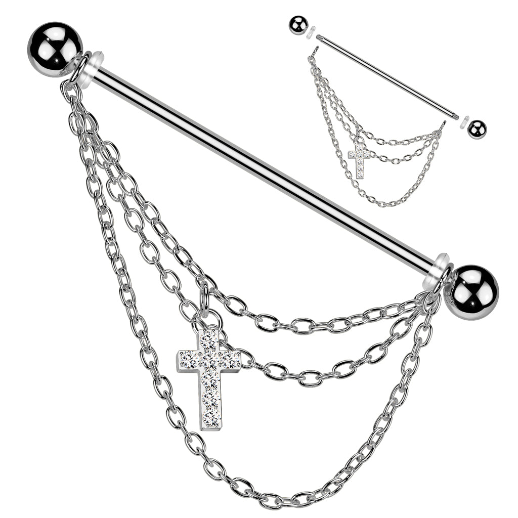 Surgical Steel Industrial Bar Triple Chain and Cross