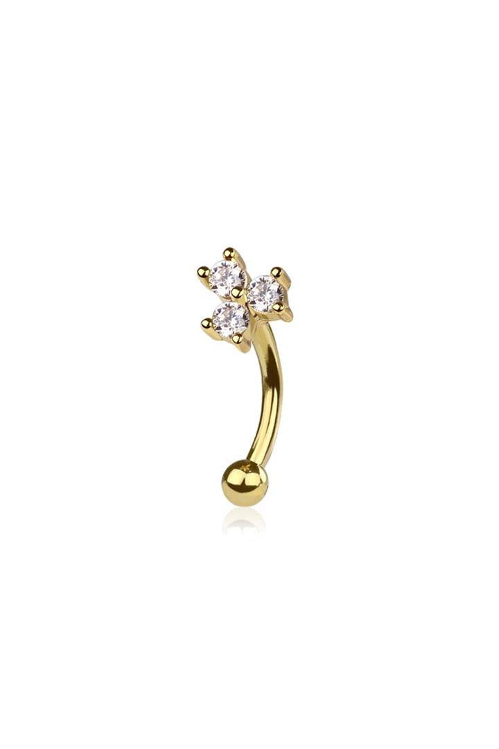 Surgical Steel Triple Gem Curved Bar