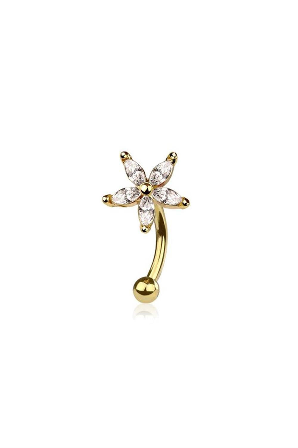 Surgical Steel Star Flower Curved Bar