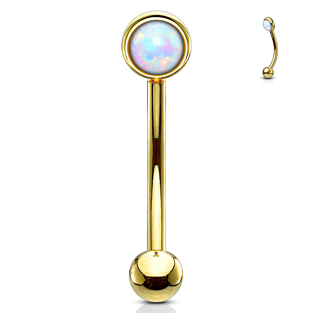 Surgical Steel Flat Set Opal Curved Bar
