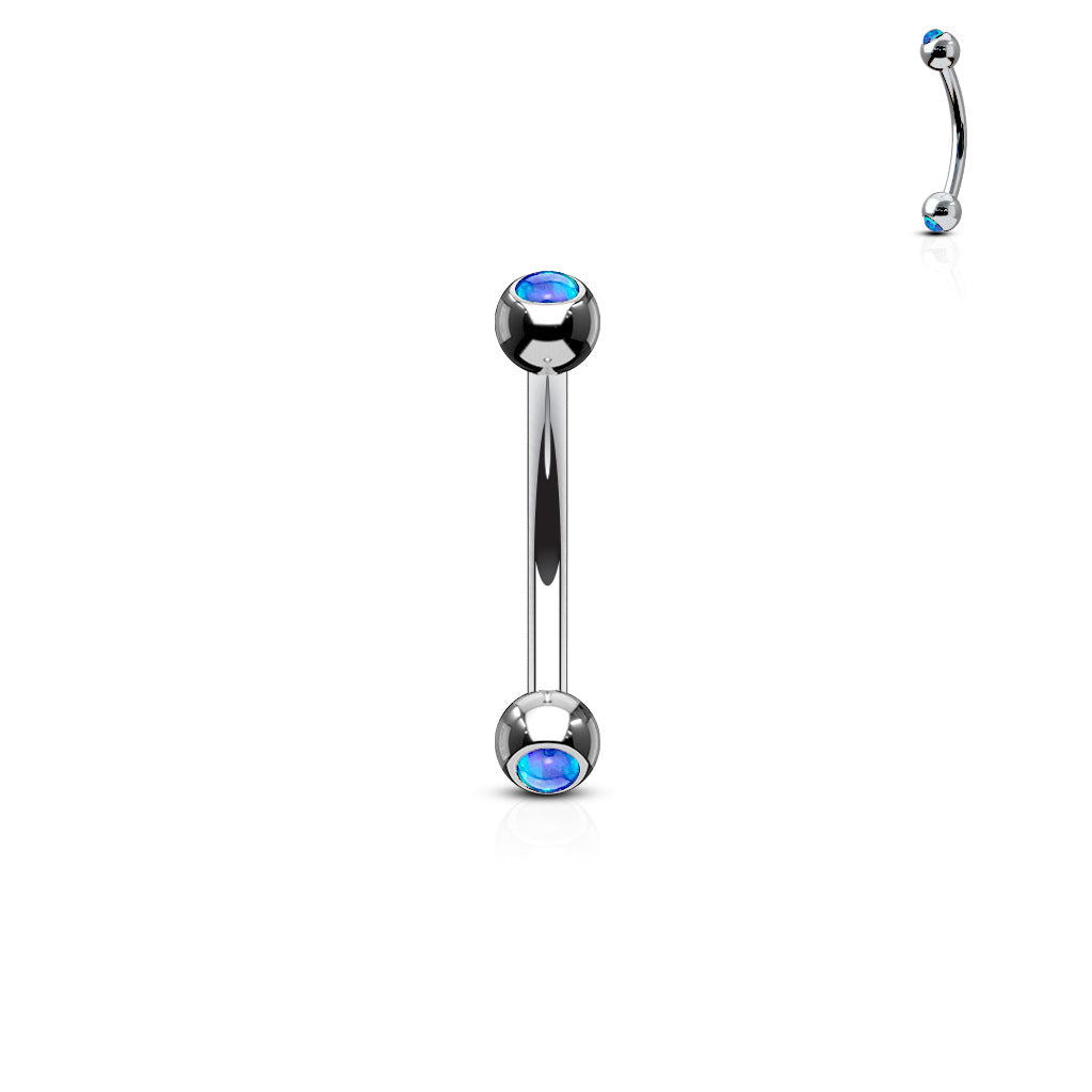 Surgical Steel Opal End Curved Bar