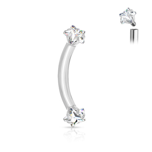 Surgical Steel CZ Star Curved Bar