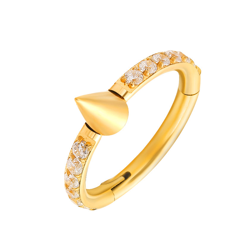 Spiked CZ Titanium Hinged Ring