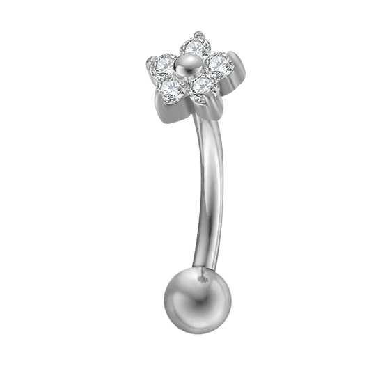 Titanium Internally Threaded Curved Bar Micro Flower End
