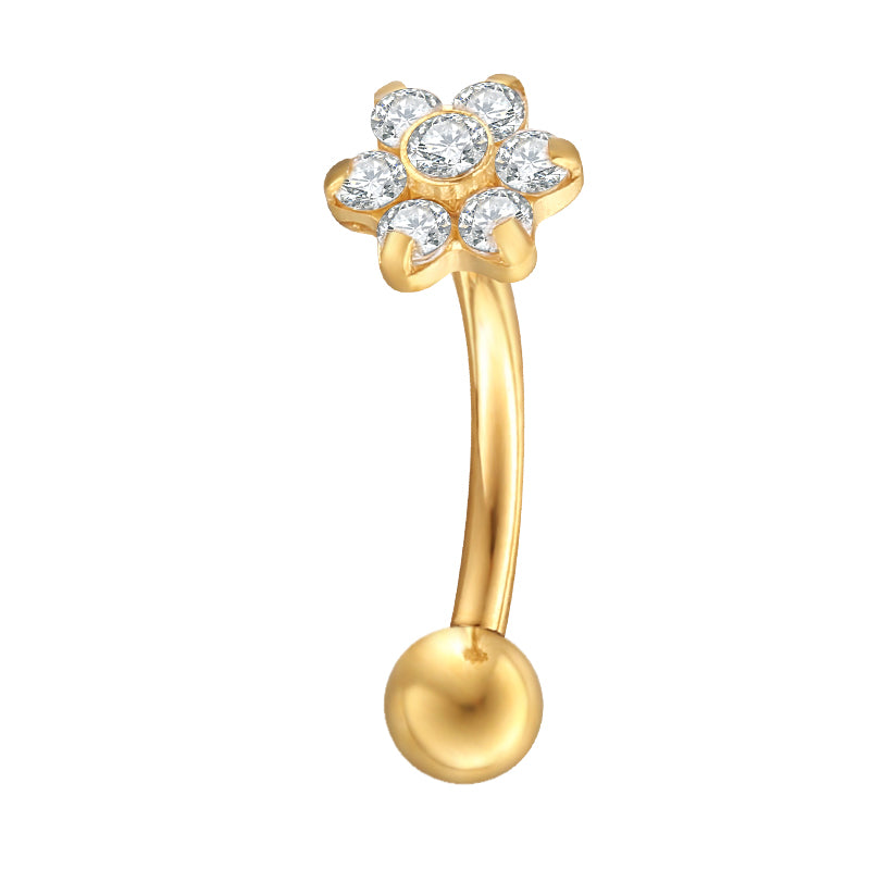 Titanium Internally Threaded Curved Bar Flower End