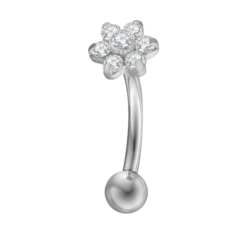 Titanium Internally Threaded Curved Bar Flower End
