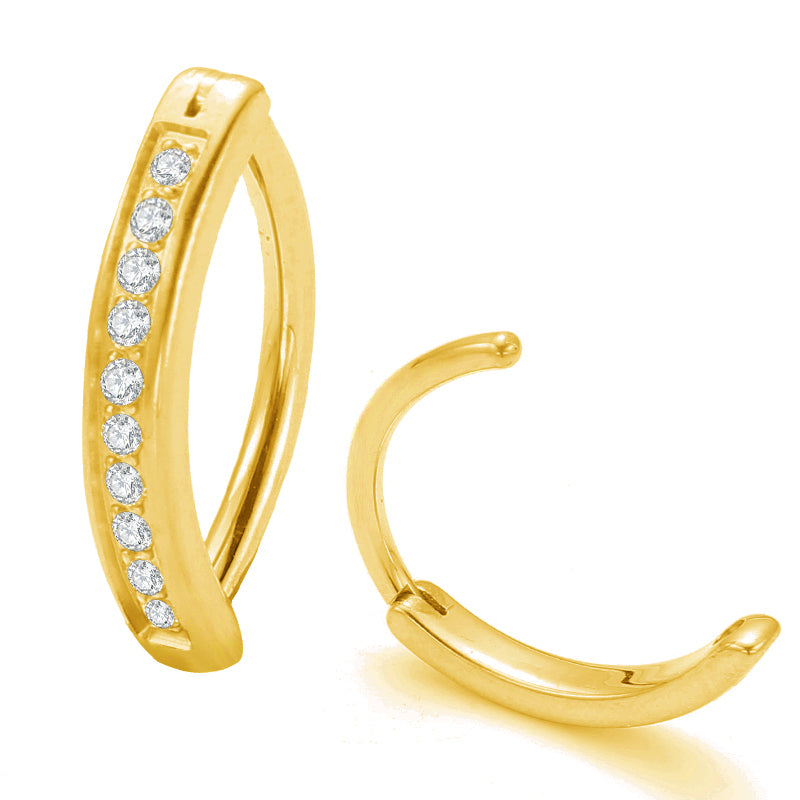 Surgical Steel Belly Bar Paved CZ Clicker