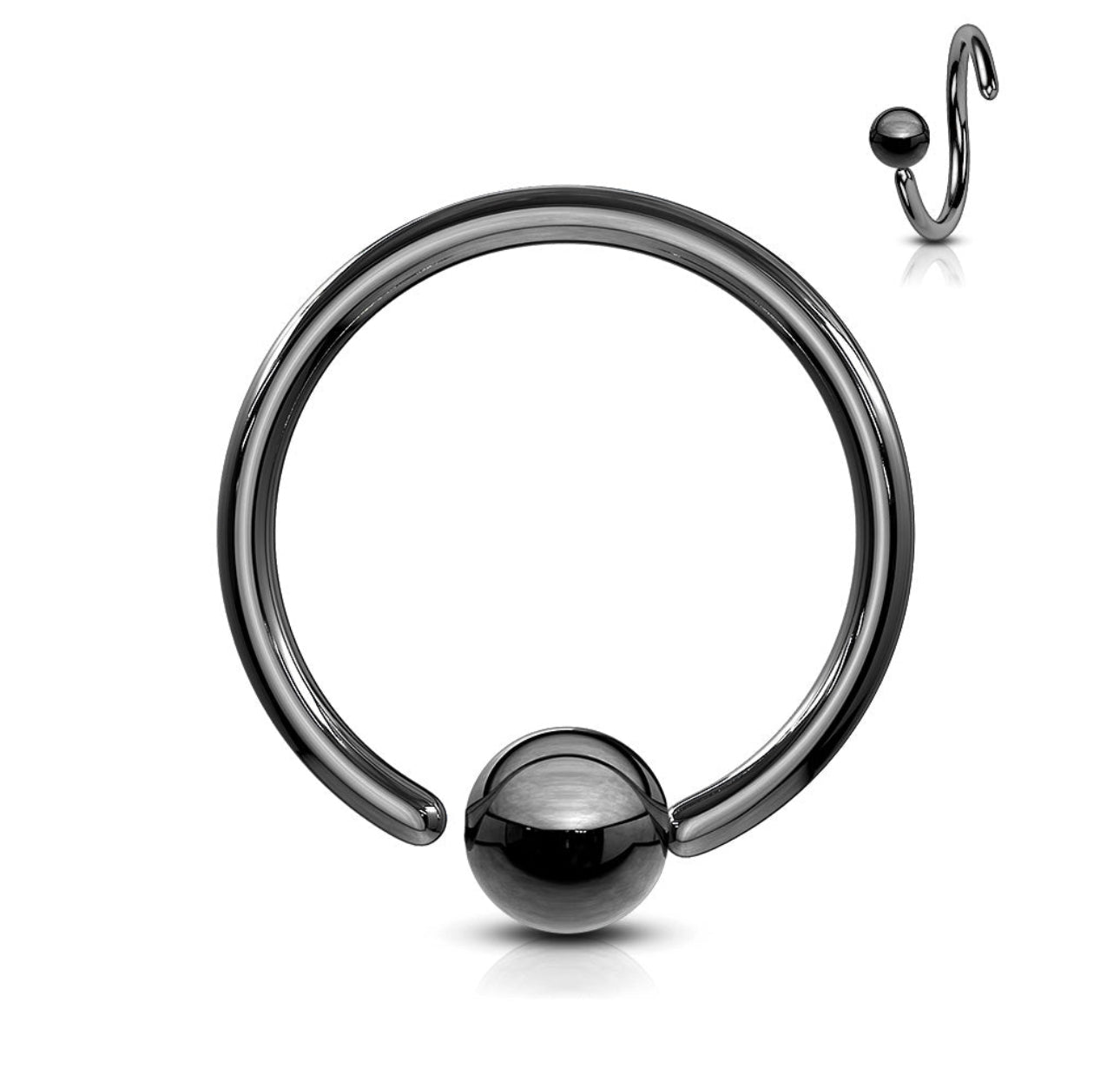 20G Ball Attached Nose Ring - B2
