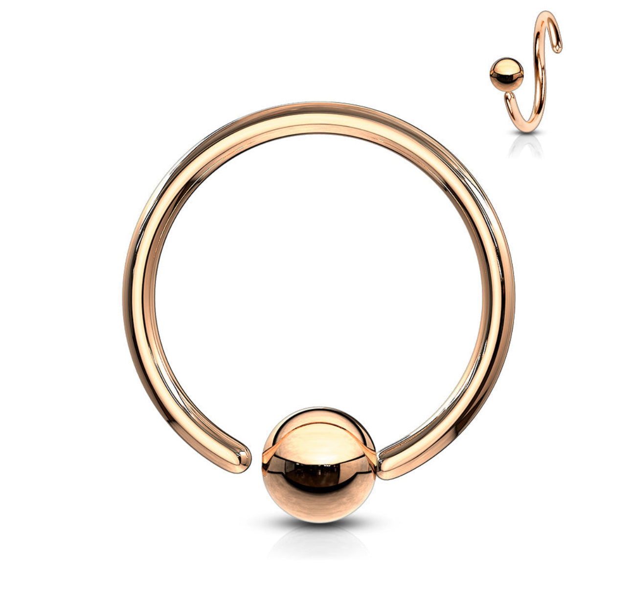 20G Ball Attached Nose Ring - B2
