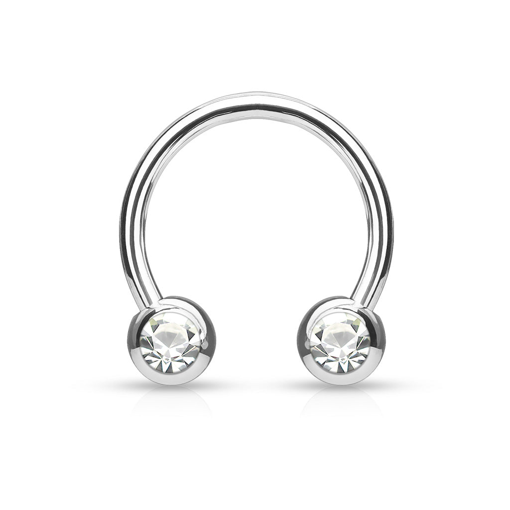 Surgical Steel Externally Threaded Horseshoe Forward Facing CZ Balls