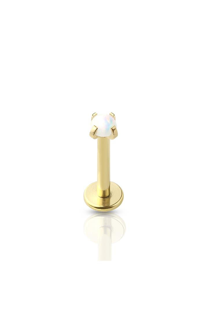 Opal Prong Set Surgical Steel Labret