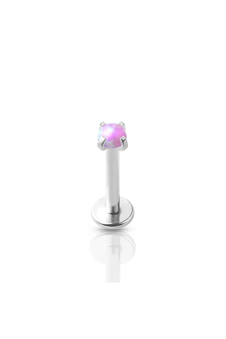 Opal Prong Set Surgical Steel Labret