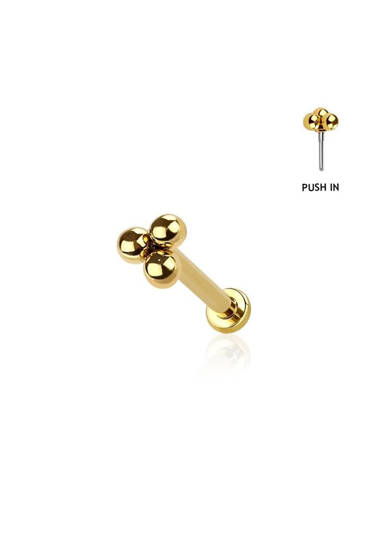 Triple Micro Bead Surgical Steel Labret