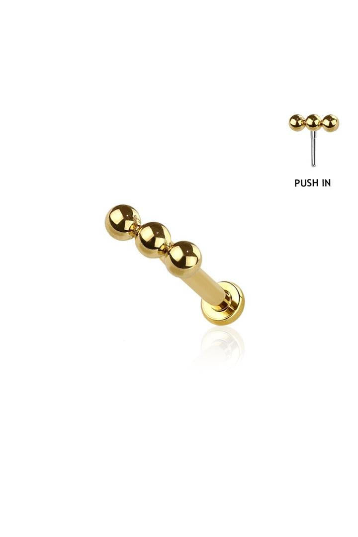 Triple Micro Bead Line Surgical Steel Labret