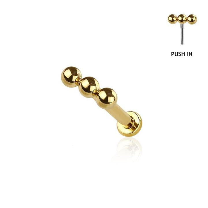 Triple Micro Bead Line Surgical Steel Labret