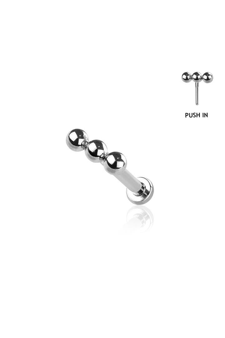 Triple Micro Bead Line Surgical Steel Labret