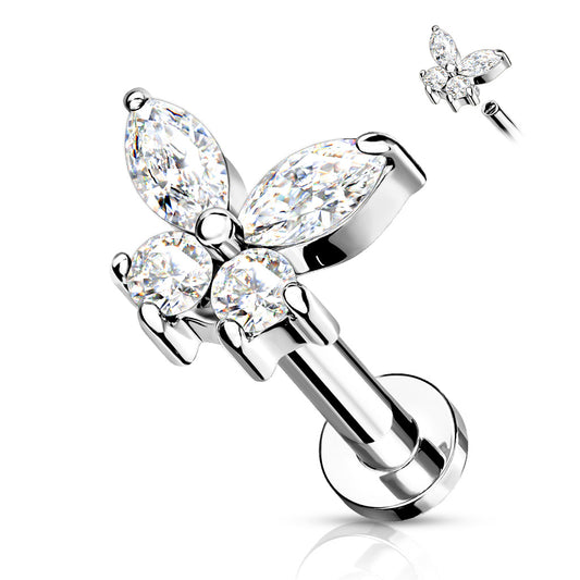 CZ Butterfly Surgical Steel Labret