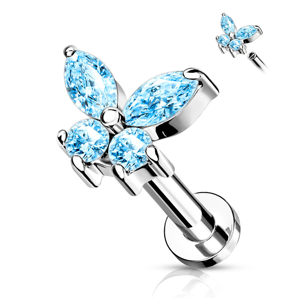 CZ Butterfly Surgical Steel Labret