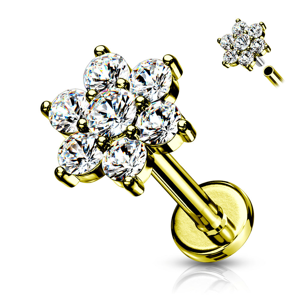 CZ Flower Labret- J12