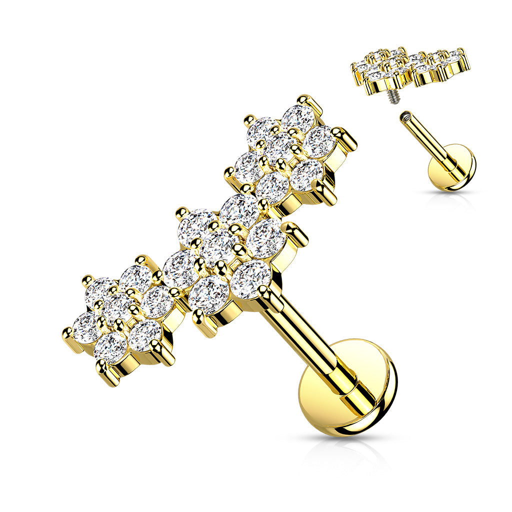 CZ Flower Cluster Surgical Steel Labret