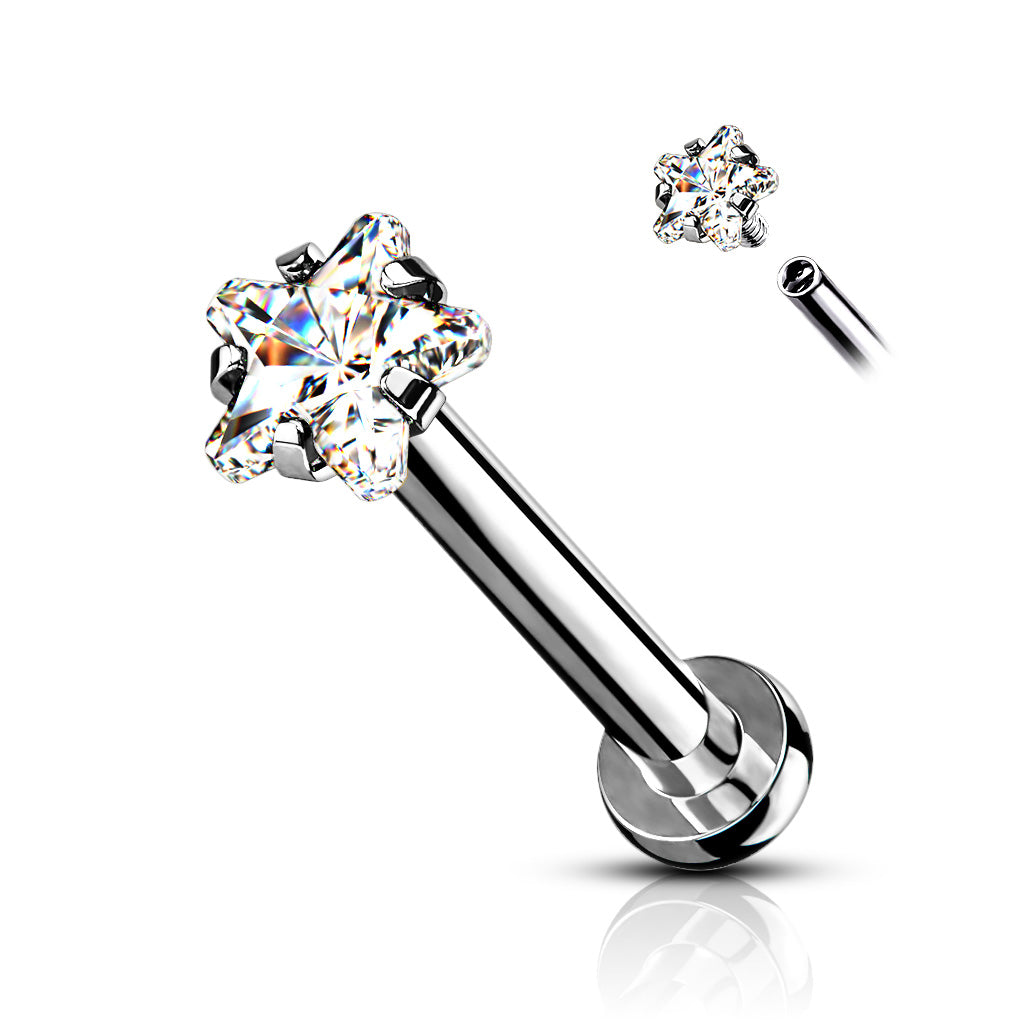 CZ Star Surgical Steel Labret