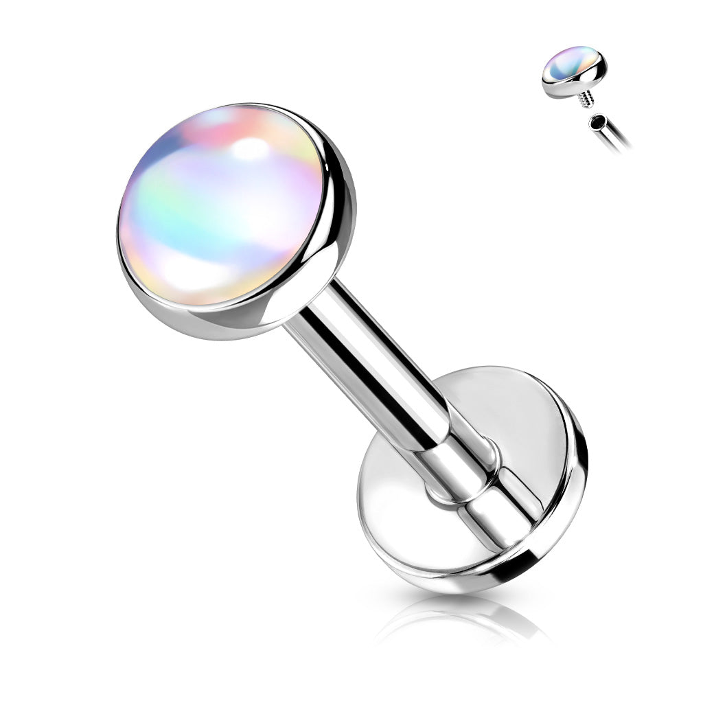 Iridescent Stone Surgical Steel Labret