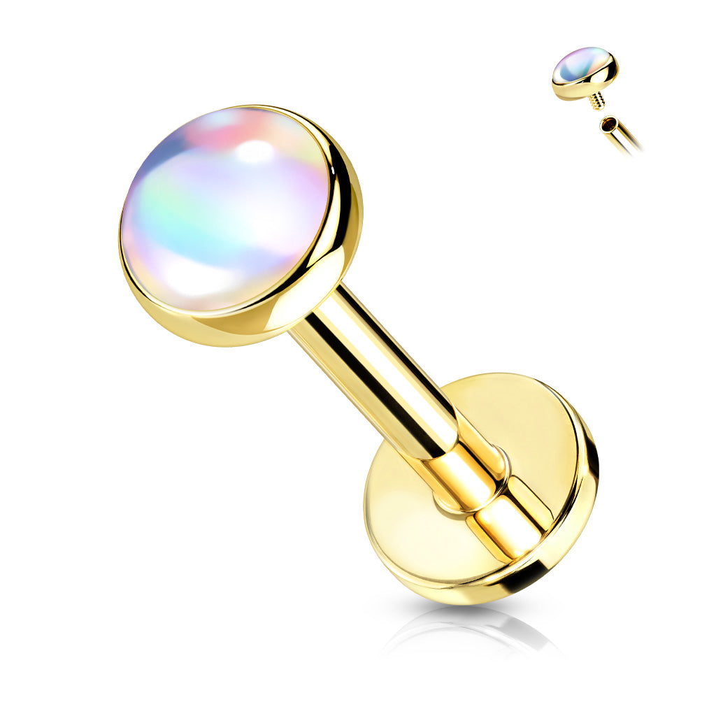 Iridescent Stone Surgical Steel Labret