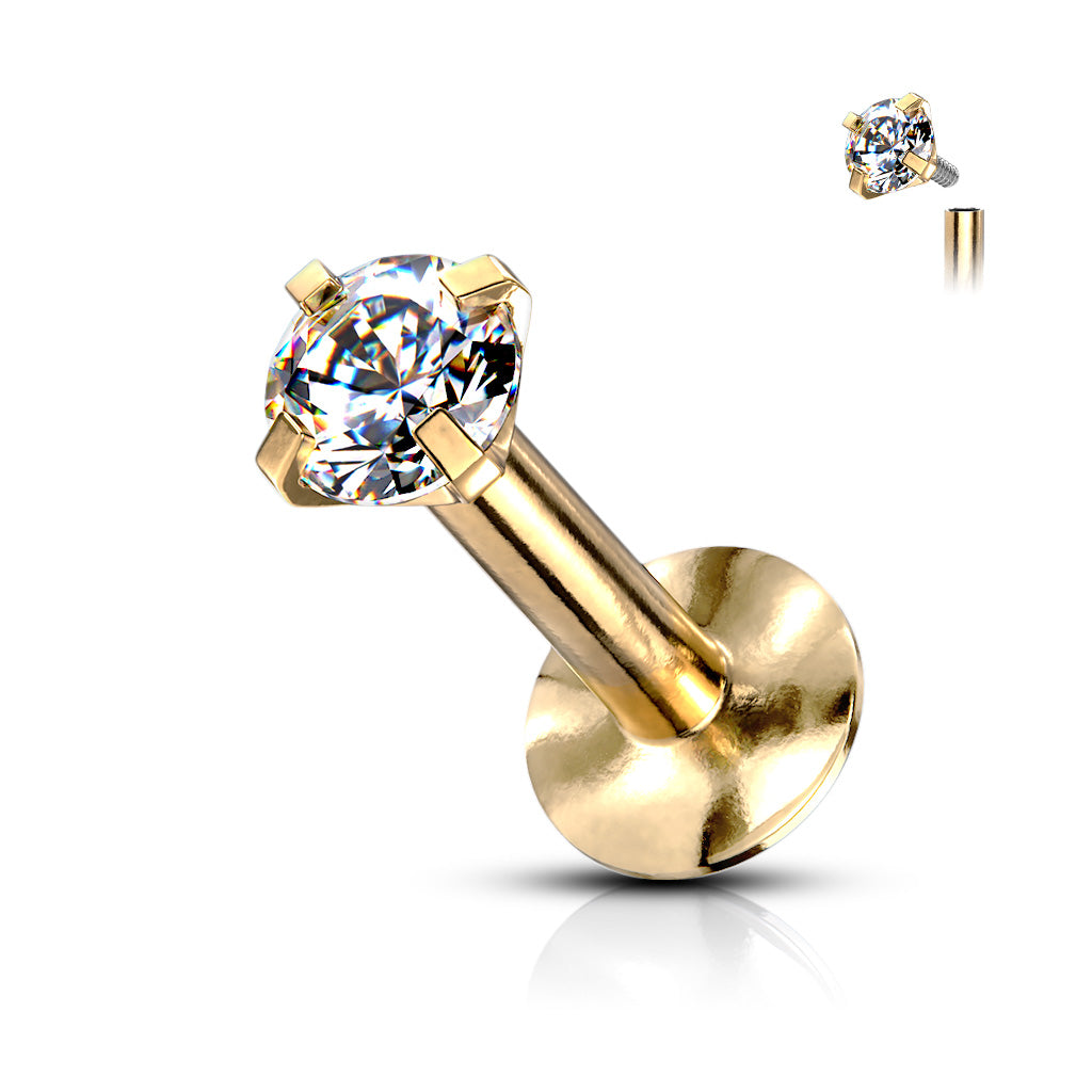 Round CZ Surgical Steel Labret