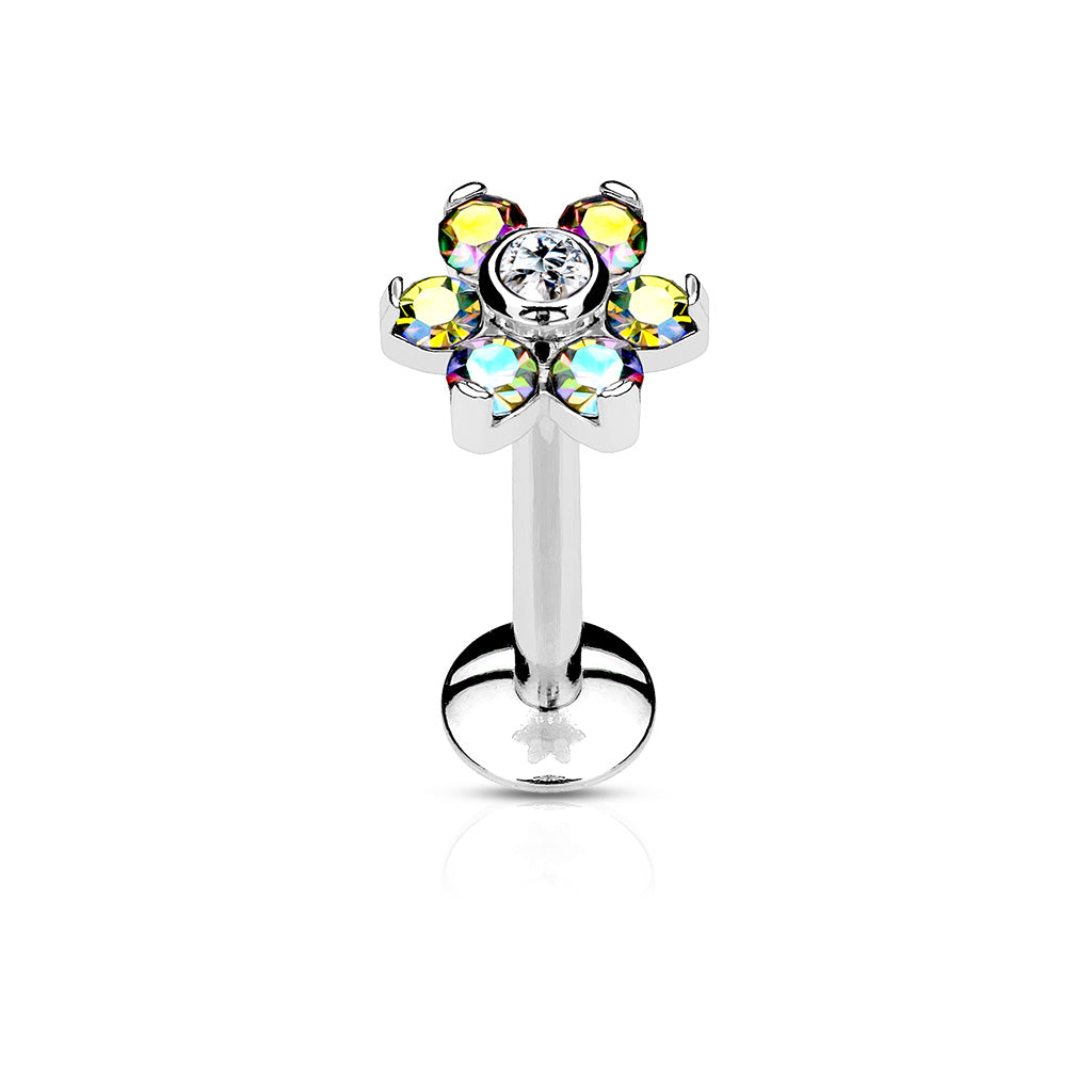 6-Gem Flower Surgical Steel Labret