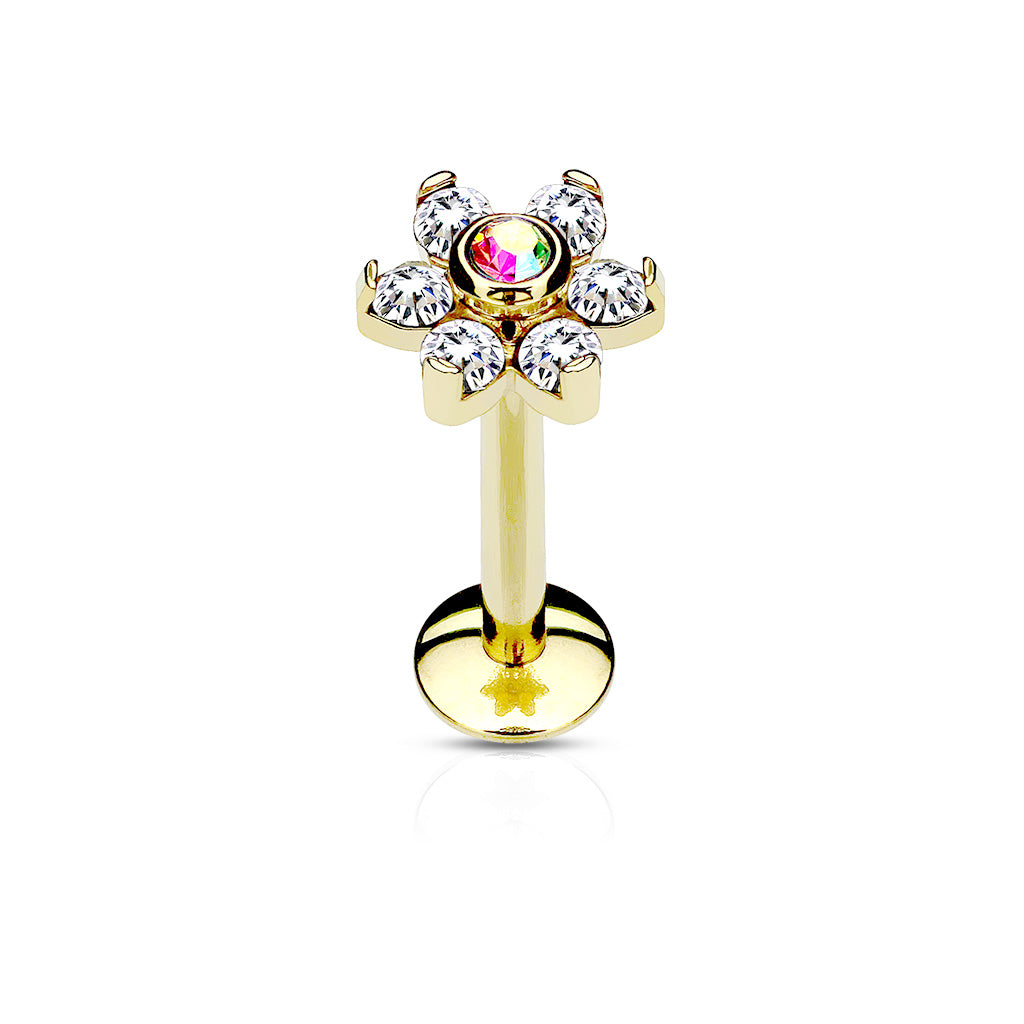 6-Gem Flower Surgical Steel Labret