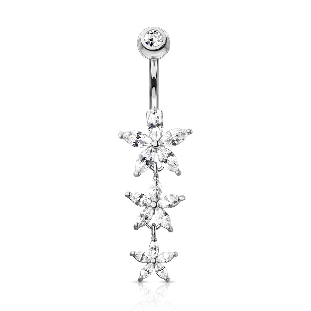 Triple Flower Belly Bar - P49