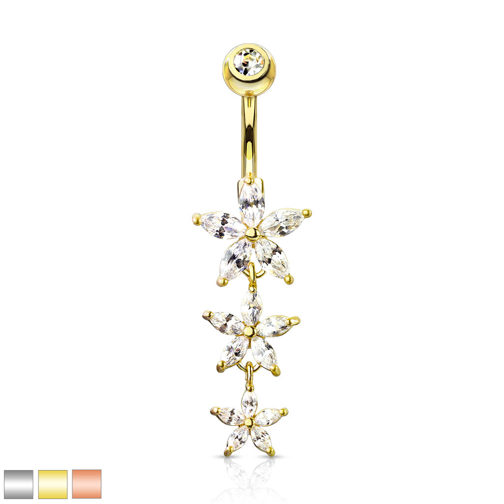 Triple Flower Belly Bar - P49