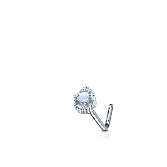 Tear Drop Opal Surgical Steel Nose L Bend