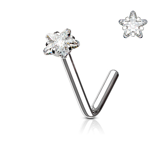 Star CZ Surgical Steel Nose L Bend