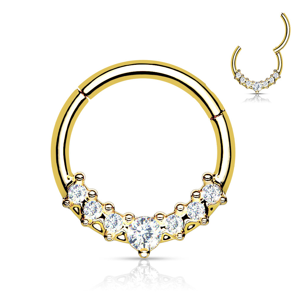 Lined CZ Fan Hinged Ring