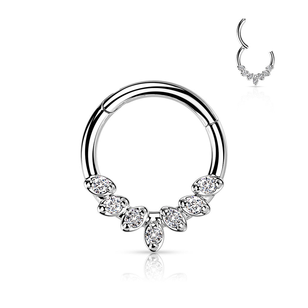Forward Facing CZ Leaves Hinged Ring