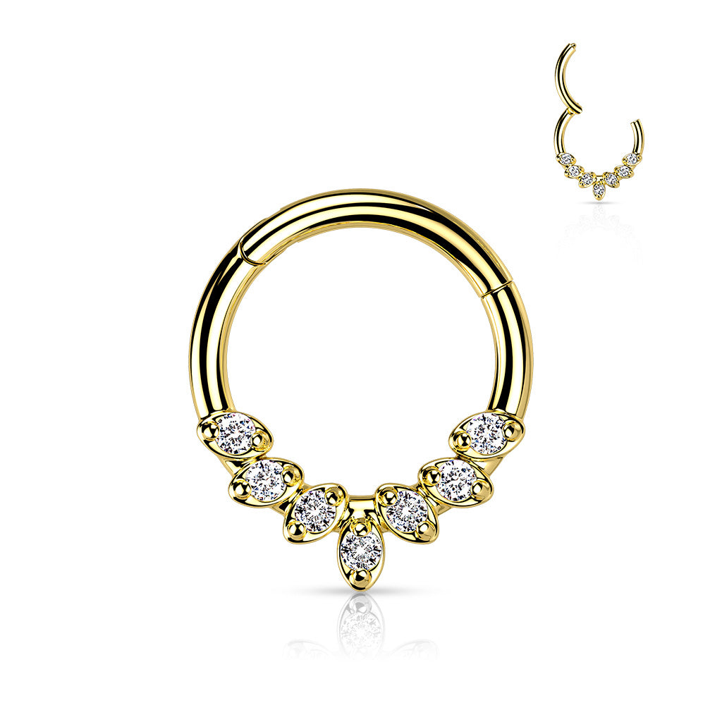 Forward Facing CZ Leaves Hinged Ring