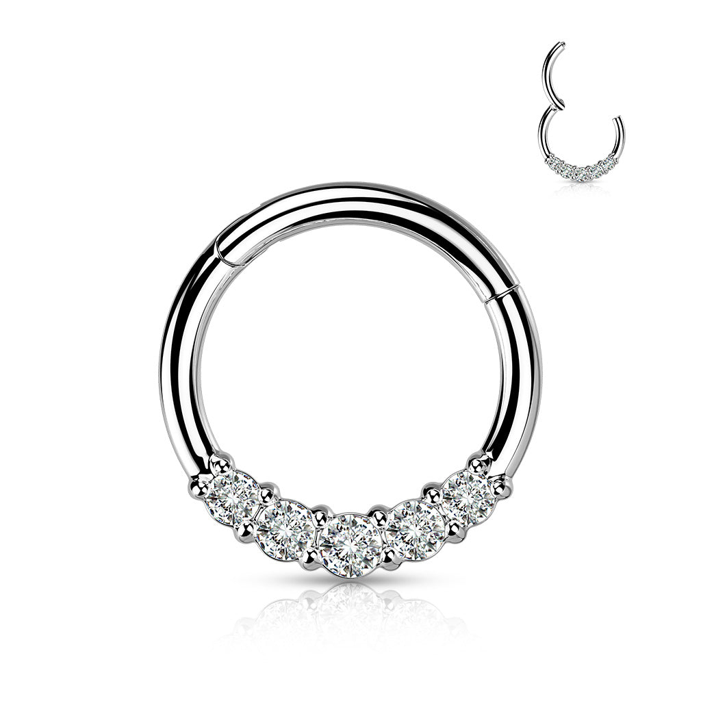 Forward Facing 5 CZ Hinged Ring