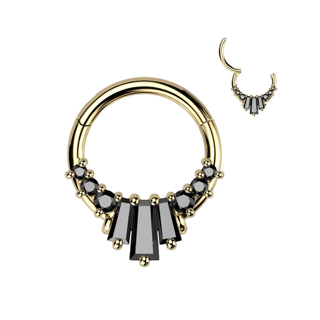 Baguette CZ Fan Hinged Ring