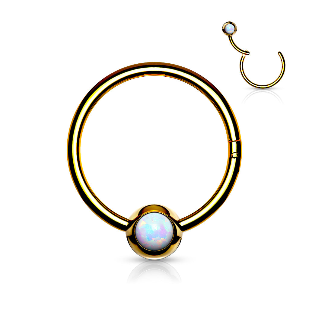 Opal Set Ball Hinged Ring