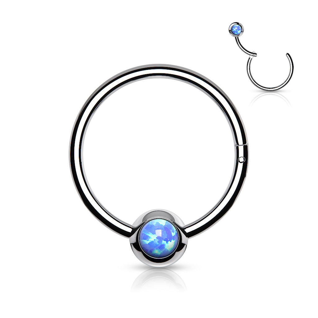 Opal Set Ball Hinged Ring