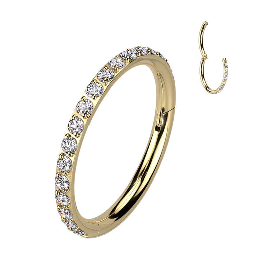 Side Facing CZ Paved Hinged Ring