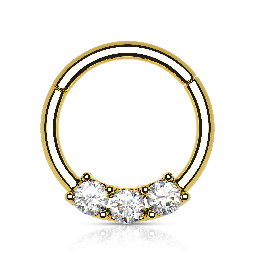 3 CZ Set Hinged Ring