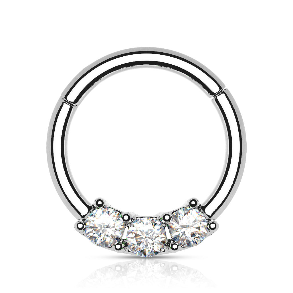 3 CZ Set Hinged Ring