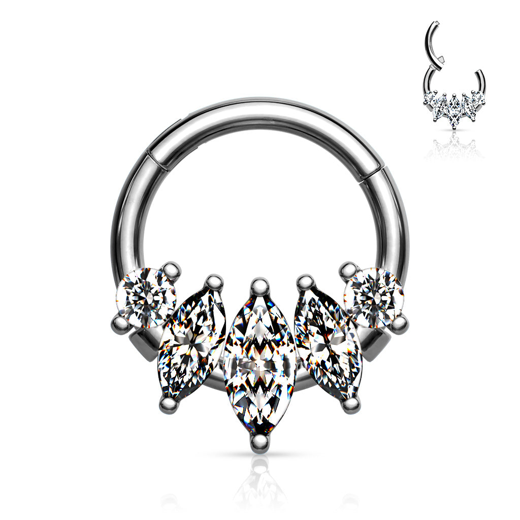 5 Marquise CZ Hinged Ring
