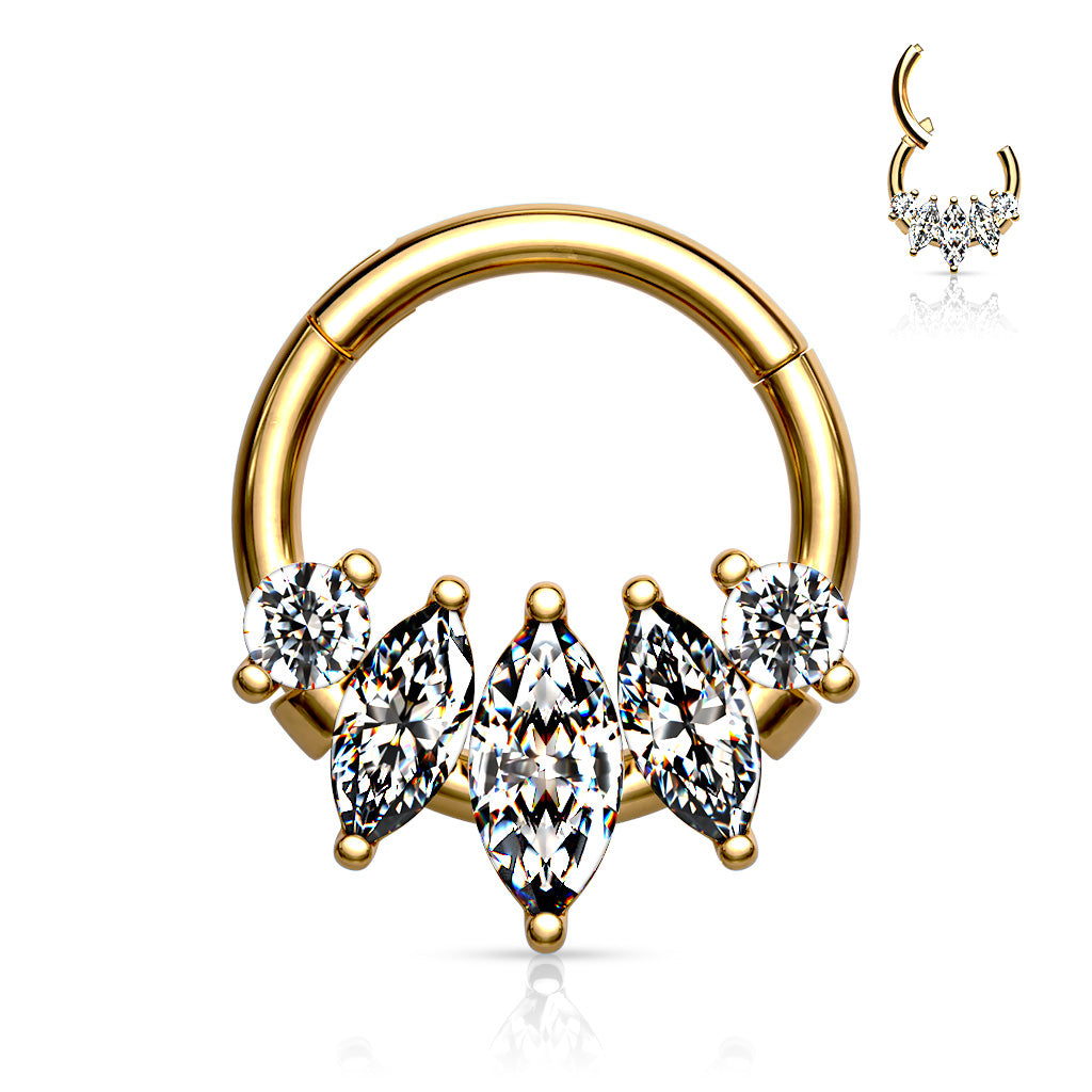 5 Marquise CZ Hinged Ring