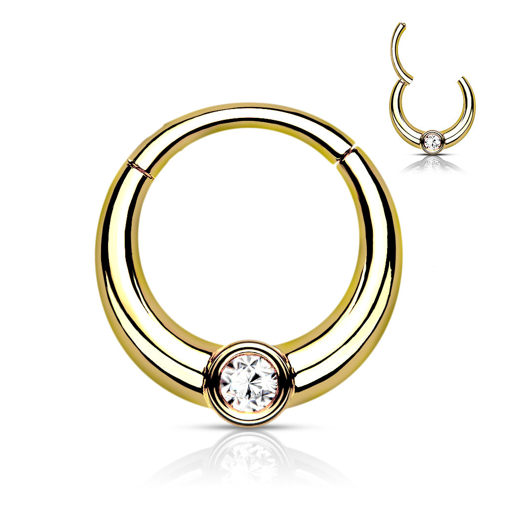 Single Front Facing Gem Hinged Ring