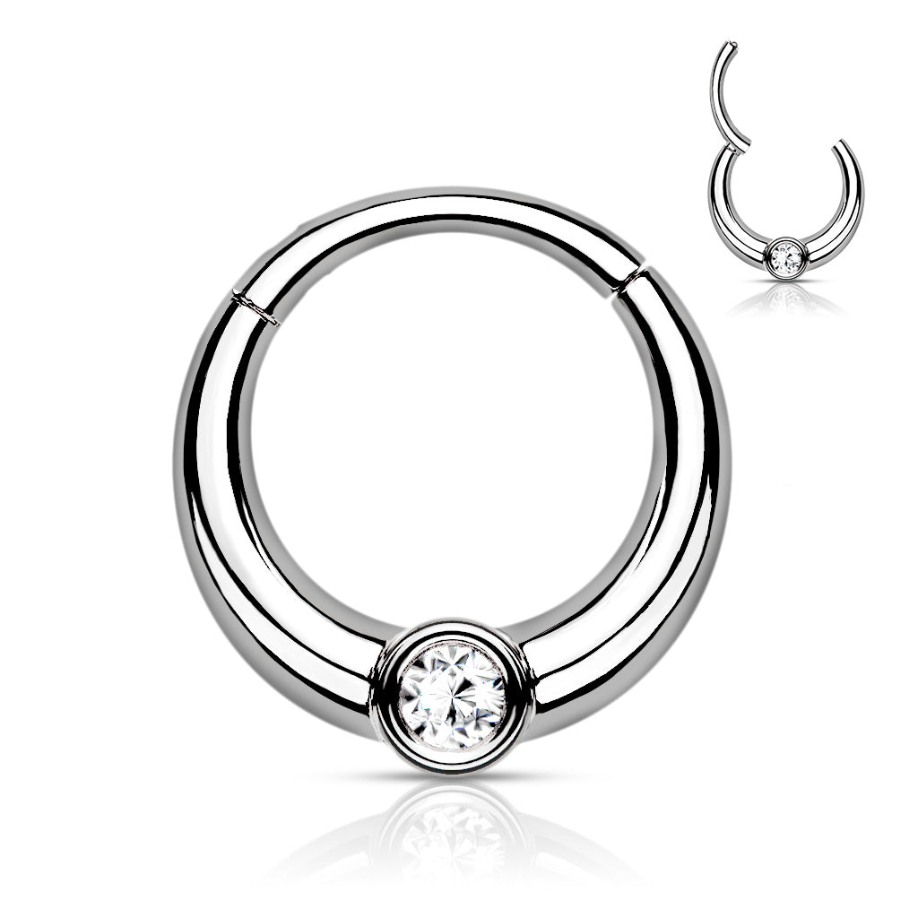 Single Front Facing Gem Hinged Ring